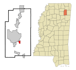 Location of Plantersville, Mississippi