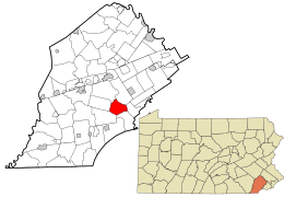 Location in Chester County and the state of Pennsylvania.