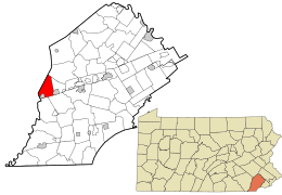 Location in Chester County and the state of Pennsylvania.