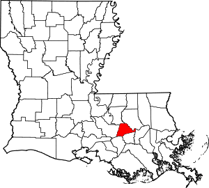 Map of Louisiana highlighting Ascension Parish