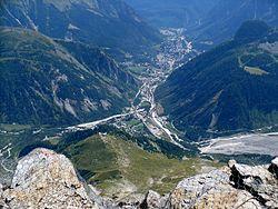 Courmayeur from the Torino Hut in August 2009
