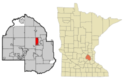 Location of the city of New Hope within Hennepin County, Minnesota