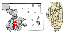 Location of Pontoon Beach in Madison County, Illinois.