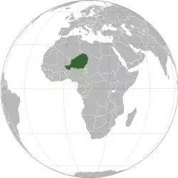 Location of Niger (dark green)