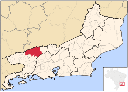 Location of Valença in the state of Rio de Janeiro