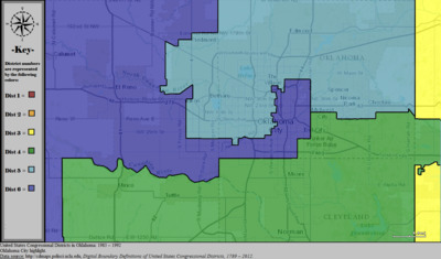 United States Congressional Districts in Oklahoma (metro highlight), 1983 – 1992.tif