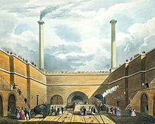 Entrance of the Railway at Edge Hill, from Bury's Liverpool and Manchester Railway, 1831 - artfinder 122456.jpg