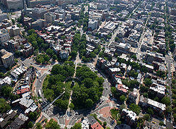 Aerial view of Logan Circle, facing southwest