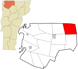 Location in Franklin County and the state of Vermont.