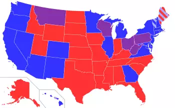 Map of the Senate composition by state and party, as of Jan 08, 2021