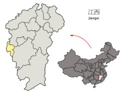 Location of Pingxiang City jurisdiction in Jiangxi