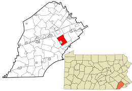 Location in Chester County and the state of Pennsylvania.