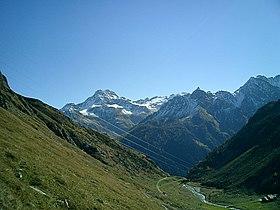 Piz da la Margna, Piz Salacina and Piz Murtaira as seen from south of Septimerpass.jpg