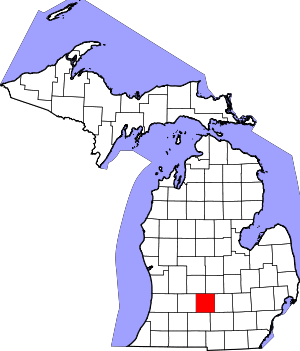 Map of Michigan highlighting Eaton County