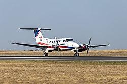 Pel-Air Aviation, contracted for Ambulance Victoria, (VH-VAI) Raytheon Beech Super King Air B200C taxiing at Avalon Airport during the 2019 Australian International Airshow.jpg