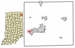 Location of Altona in DeKalb County, Indiana.