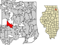 Location of Warrenville in DuPage County, Illinois.