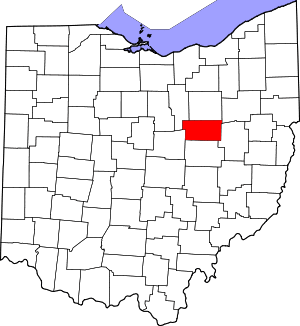 Map of Ohio highlighting Holmes County