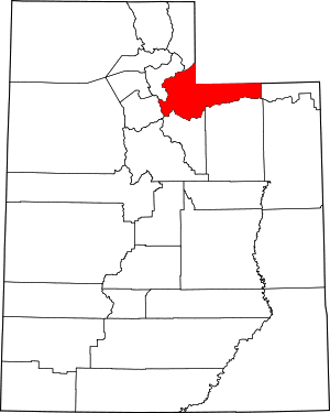 Map of Utah highlighting Summit County