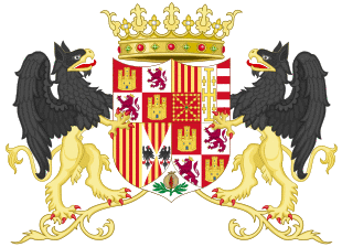 Coat of Arms of Ferdinand II of Aragon with supporters (1513-1516).svg