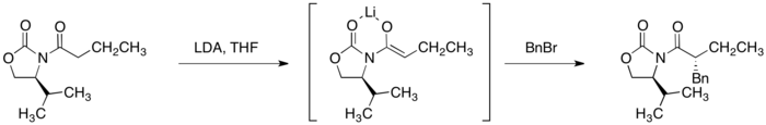 Oxazolidinone imide benzylation.png