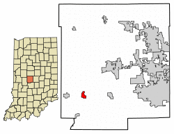 Location of Amo in Hendricks County, Indiana.