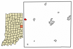 Location of Parker City in Randolph County, Indiana.