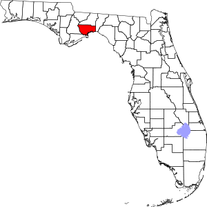Map of Florida highlighting Wakulla County