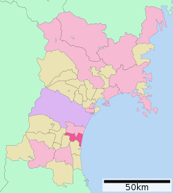 Location of Iwanuma in Miyagi Prefecture