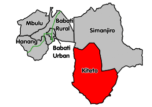 Kiteto District's location within Manyara Region.