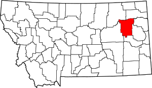 Map of Montana highlighting McCone County