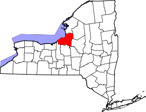 Map of New York highlighting Oswego County