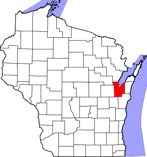 Map of Wisconsin highlighting Brown County