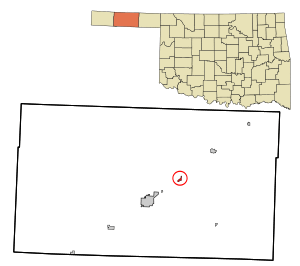 Location in Texas County and state of Oklahoma.