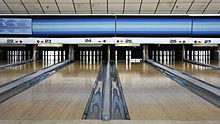Candlepin lanes at a bowling alley in Woburn, Massachusetts