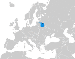 Dots represent cities of Minsk and Polotsk