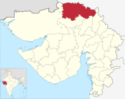 Location of Banaskantha district in Gujarat