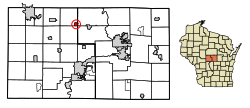Location of Milladore in Portage County, Wisconsin.