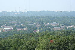 Bird's-eye view of the Samford University campus