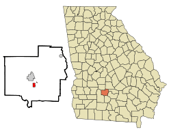 Location in Turner County and the state of Georgia