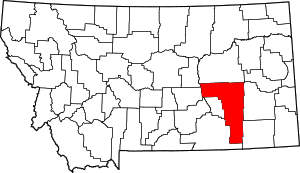Map of Montana highlighting Rosebud County
