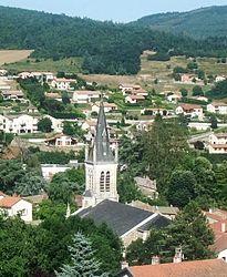 The church and surrounding buildings in Saint-Marcel-lès-Annonay