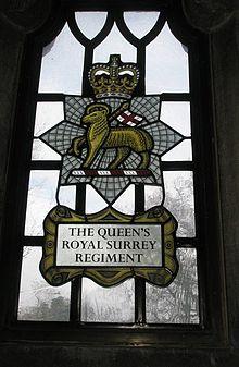 Stained glass window within the chapel for The Queen's Royal Surrey Regiment - geograph.org.uk - 1152218.jpg