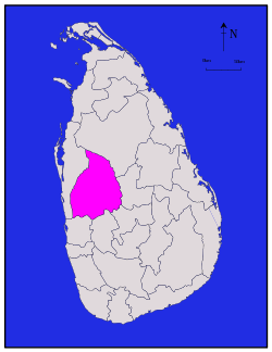 Map of Sri Lanka with Kurunegala District highlighted