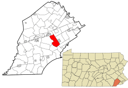 Location in Chester County and the state of Pennsylvania.