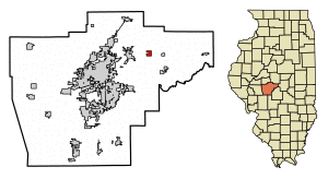 Location of Dawson in Sangamon County, Illinois.