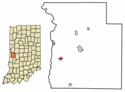 Location of Mecca in Parke County, Indiana.