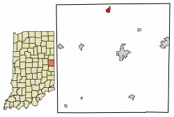 Location of Ridgeville in Randolph County, Indiana.