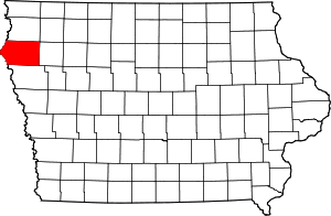 Map of Iowa highlighting Plymouth County