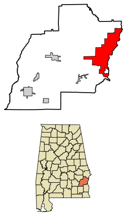 Location of Eufaula in Barbour County, Alabama